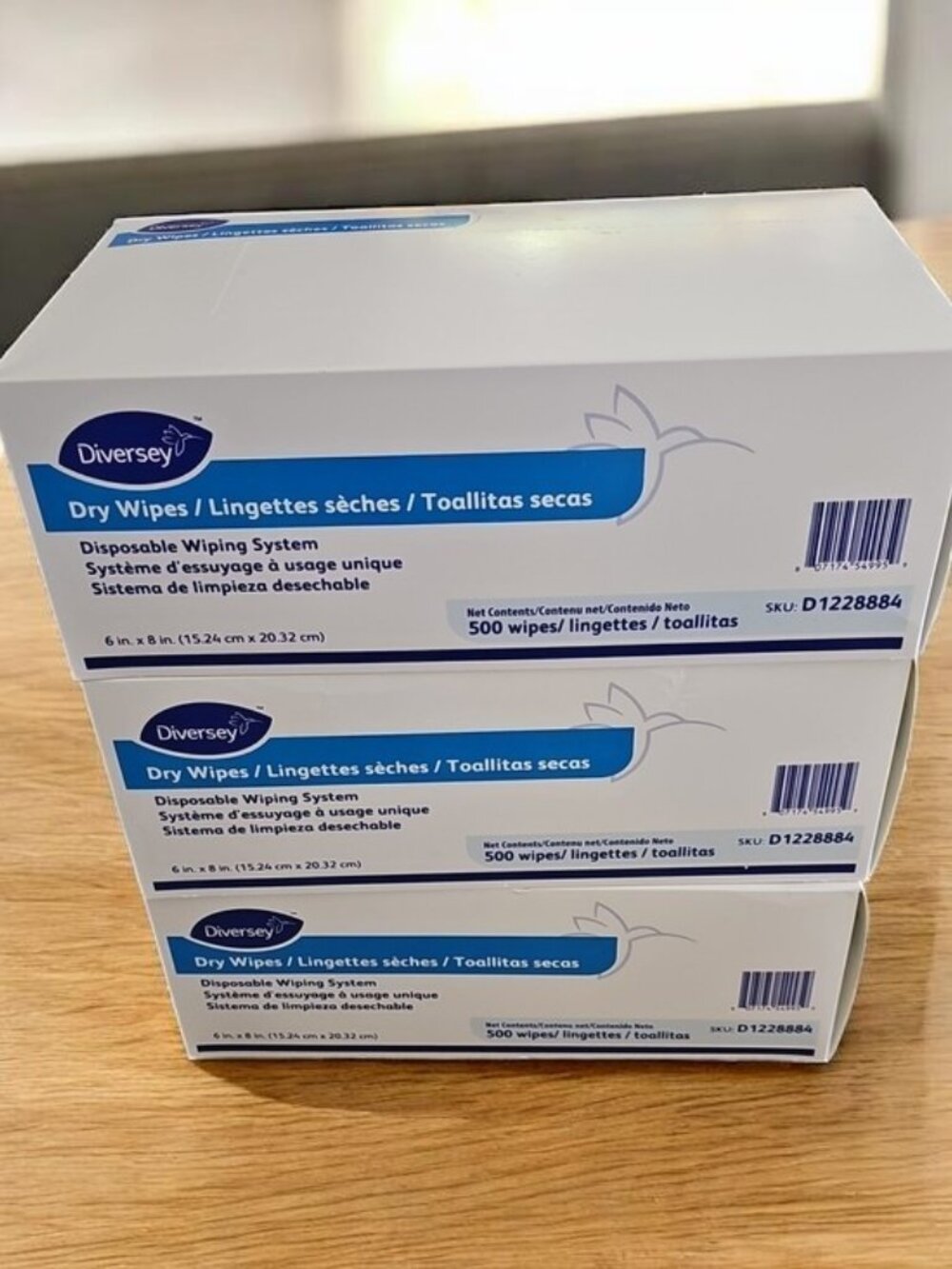 Bundle of 3 New Diversey Dry Wipes Disposable Wiping Systems (1500 Total Wipes)